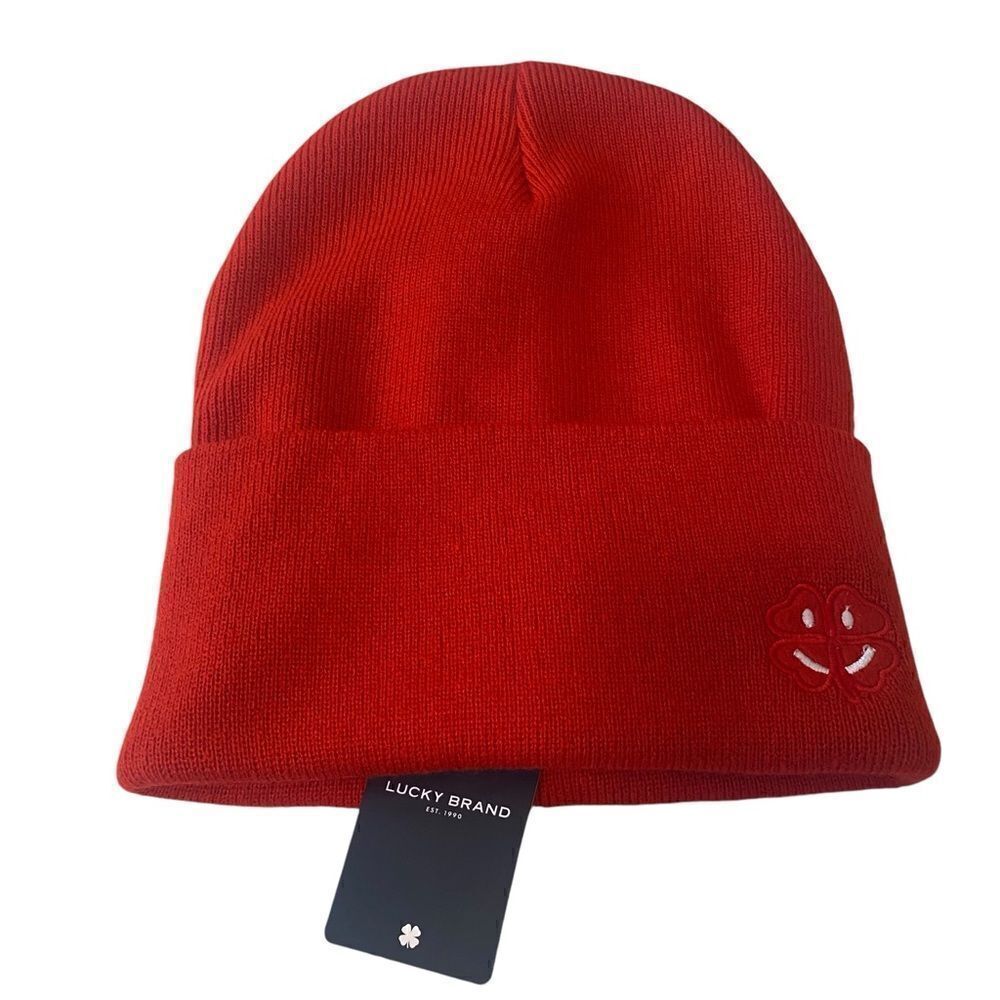 RedβKnitβUnisexβSmileyβBeanie.